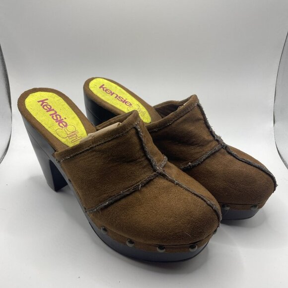 Kensie Girl Clogs Size 8 Women’s Camel Tan Sued Y2K - Picture 1 of 10